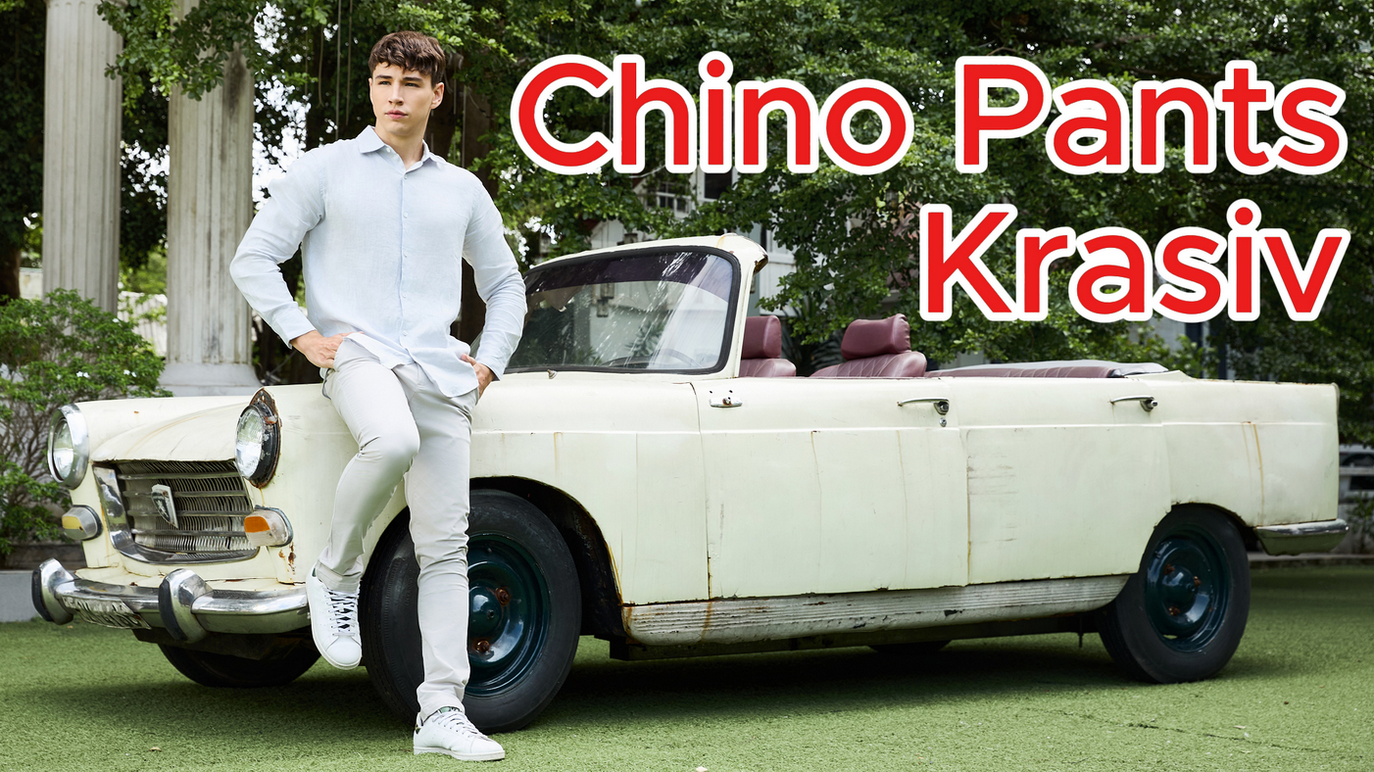 Load video: Men’s slim fit chino pants outfit video featuring modern casual styling and tailored everyday wear