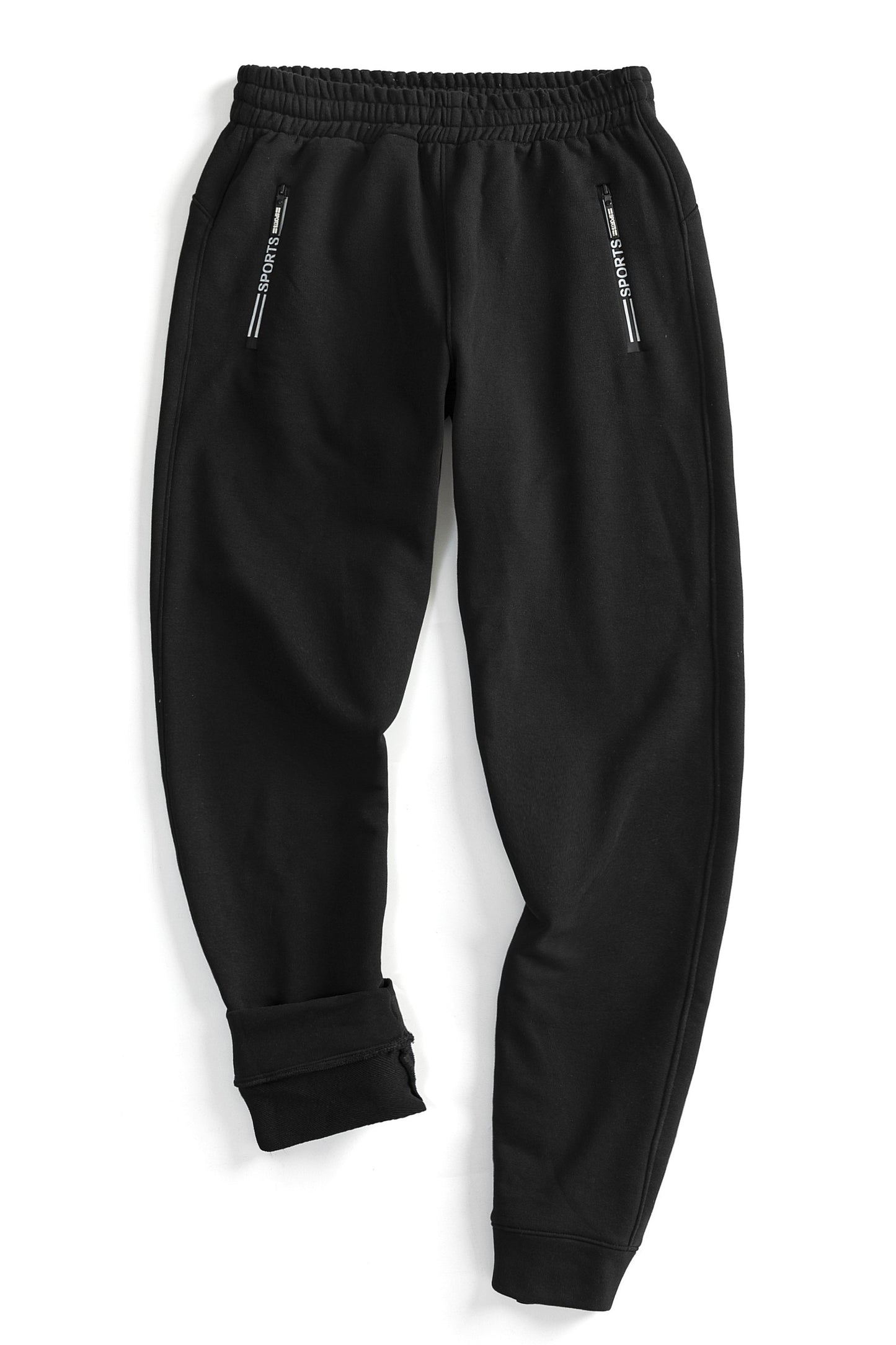 Krasiv Men's Sweatpants Winter Fleece Sporty Athletic Gym Jogger Zipper Pockets Internal Drawstring