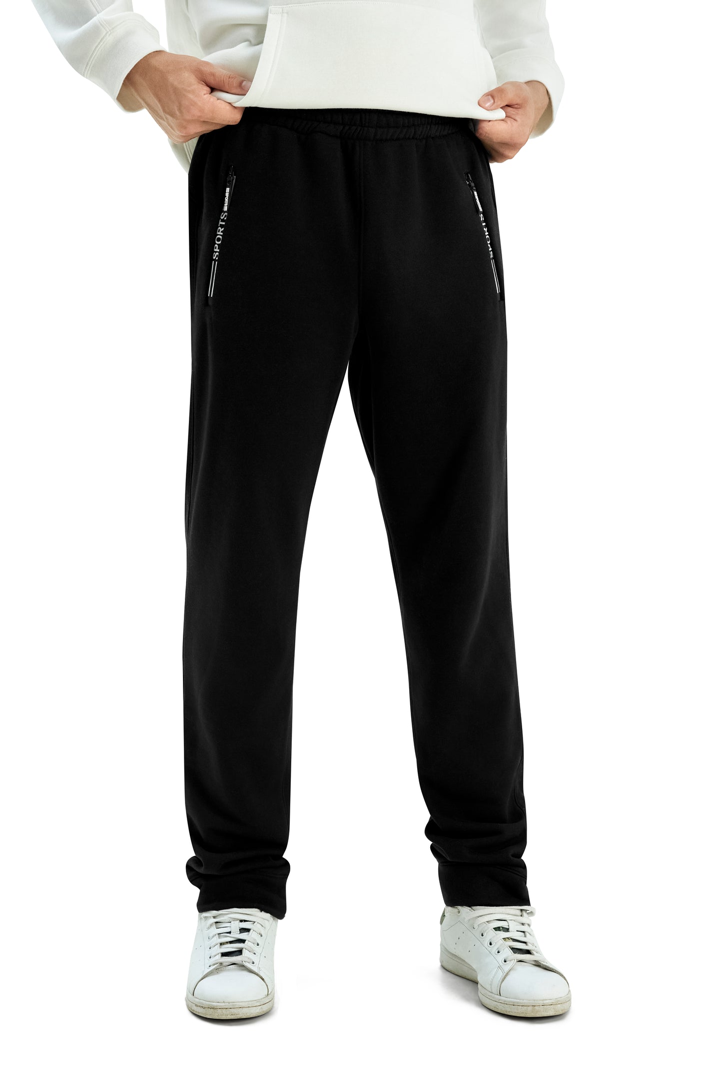 Krasiv Men's Sweatpants Winter Fleece Sporty Athletic Gym Jogger Zipper Pockets Internal Drawstring