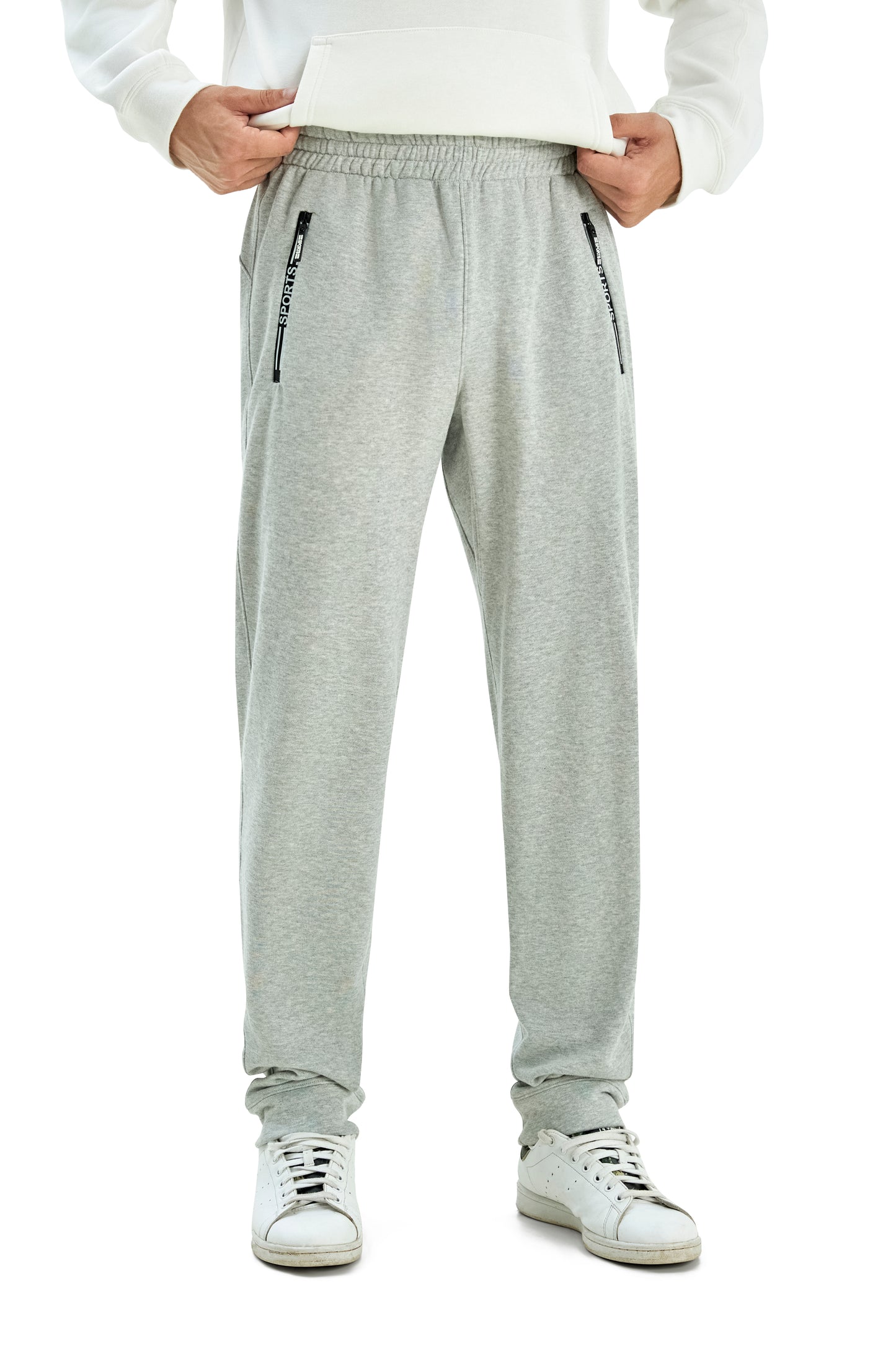 Krasiv Men's Sweatpants Winter Fleece Sporty Athletic Gym Jogger Zipper Pockets Internal Drawstring