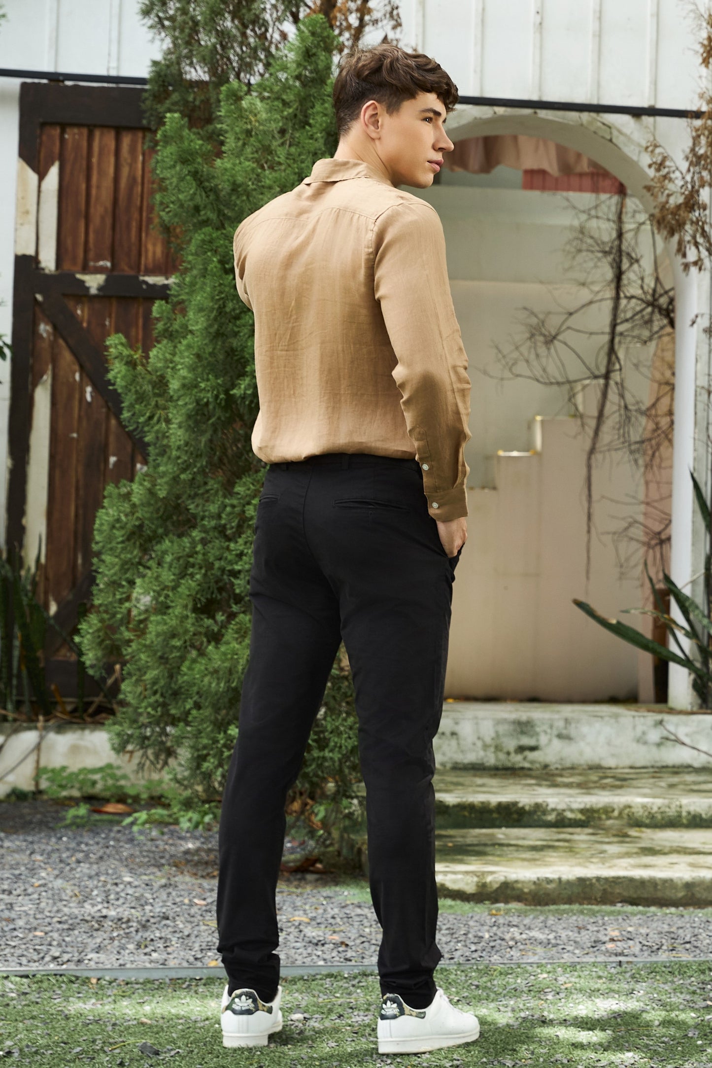 Krasiv Men's Chino Pants Stretch Cotton Slacks Slim Fit Tapered Leg Smart Casual Trousers