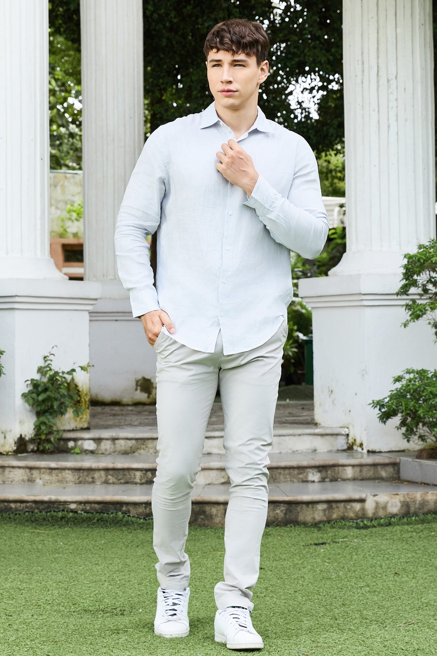 Krasiv Men's Chino Pants Stretch Cotton Slacks Slim Fit Tapered Leg Smart Casual Trousers