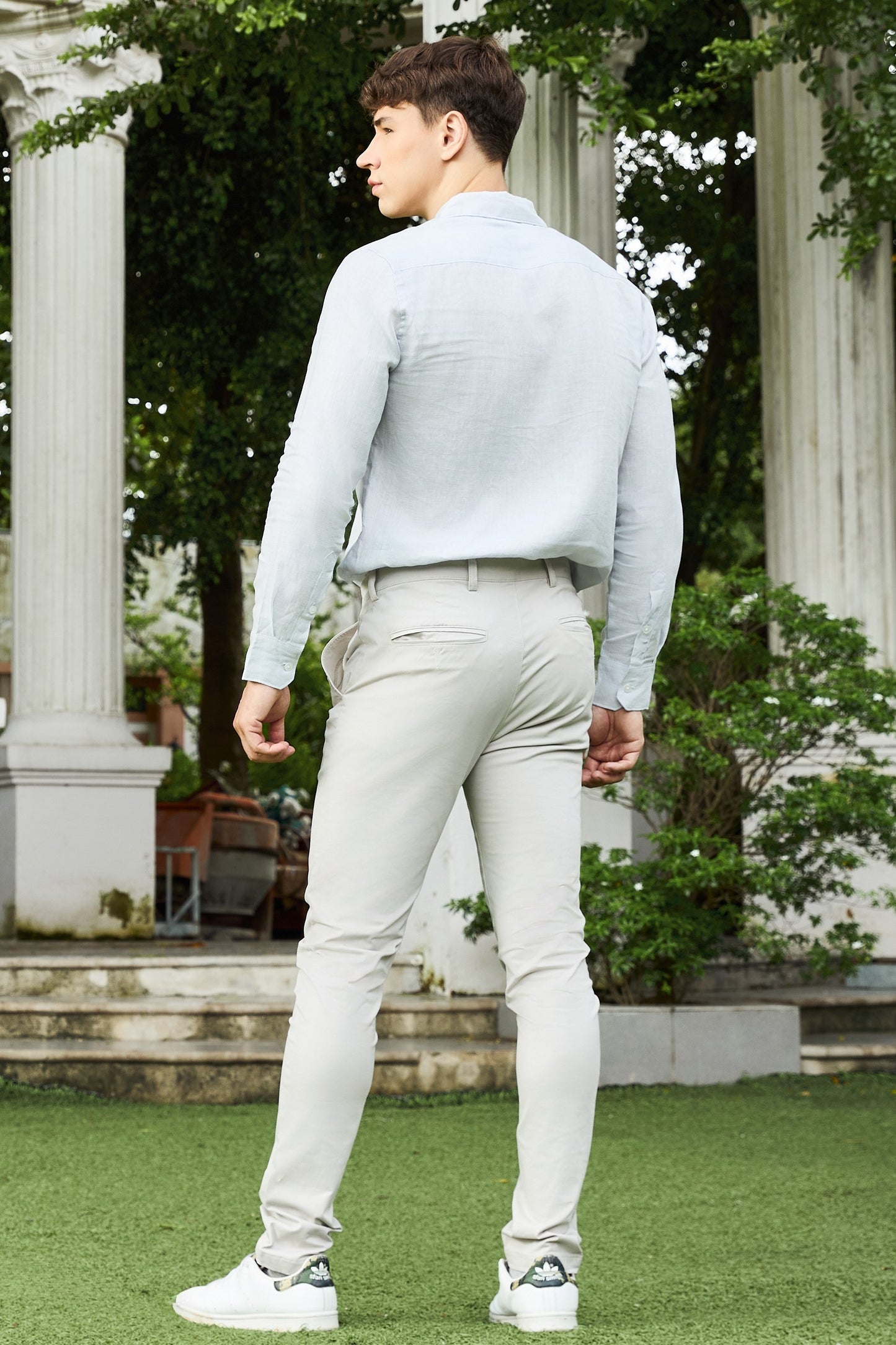 Krasiv Men's Chino Pants Stretch Cotton Slacks Slim Fit Tapered Leg Smart Casual Trousers