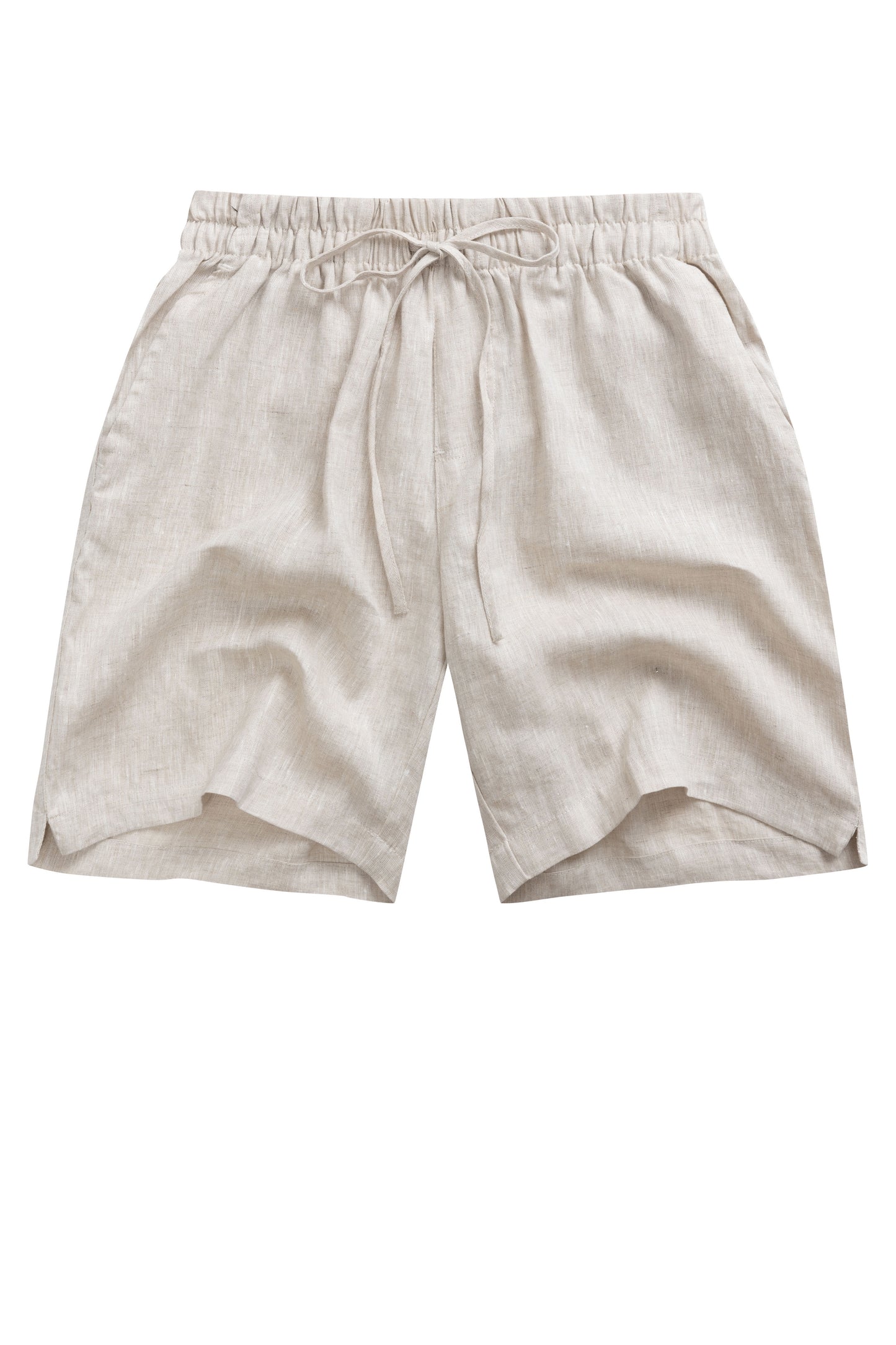 Krasiv Men's Linen Shorts Elastic Waist Drawstrings Summer Beach 100% Linen