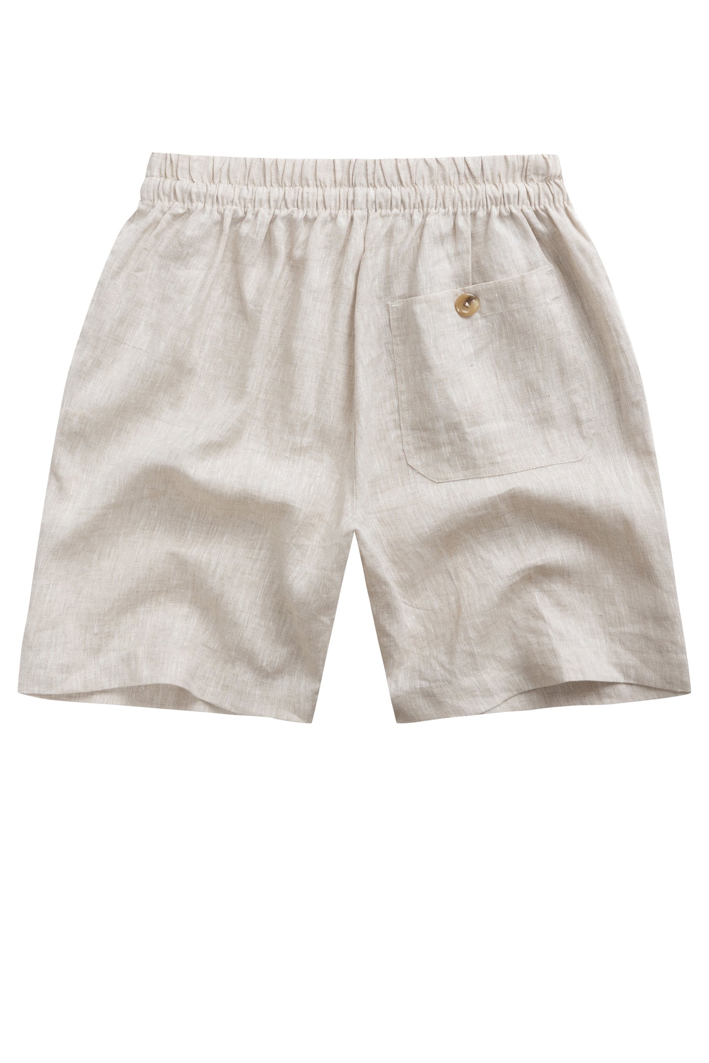 Krasiv Men's Linen Shorts Elastic Waist Drawstrings Summer Beach 100% Linen