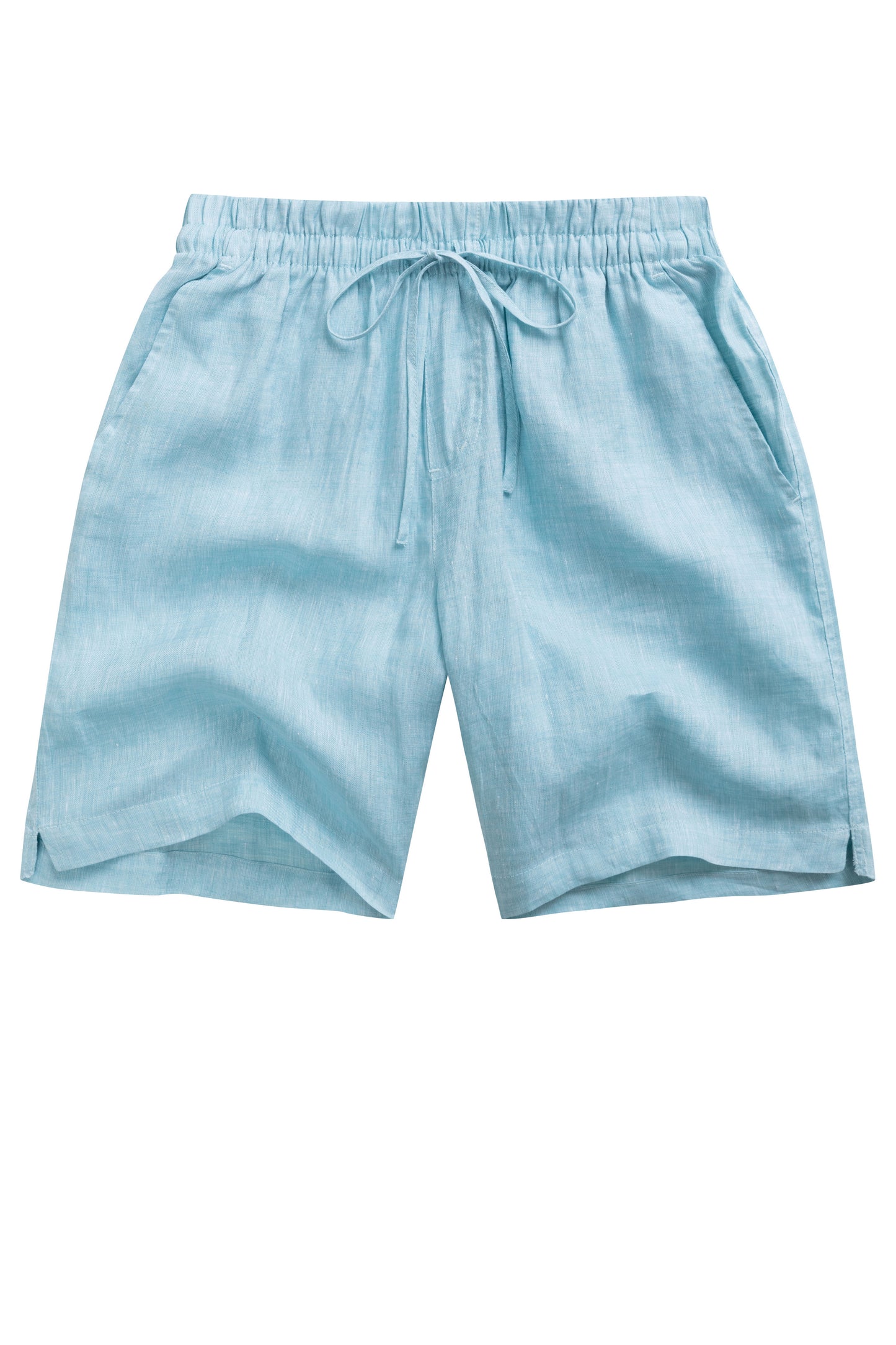 Krasiv Men's Linen Shorts Elastic Waist Drawstrings Summer Beach 100% Linen