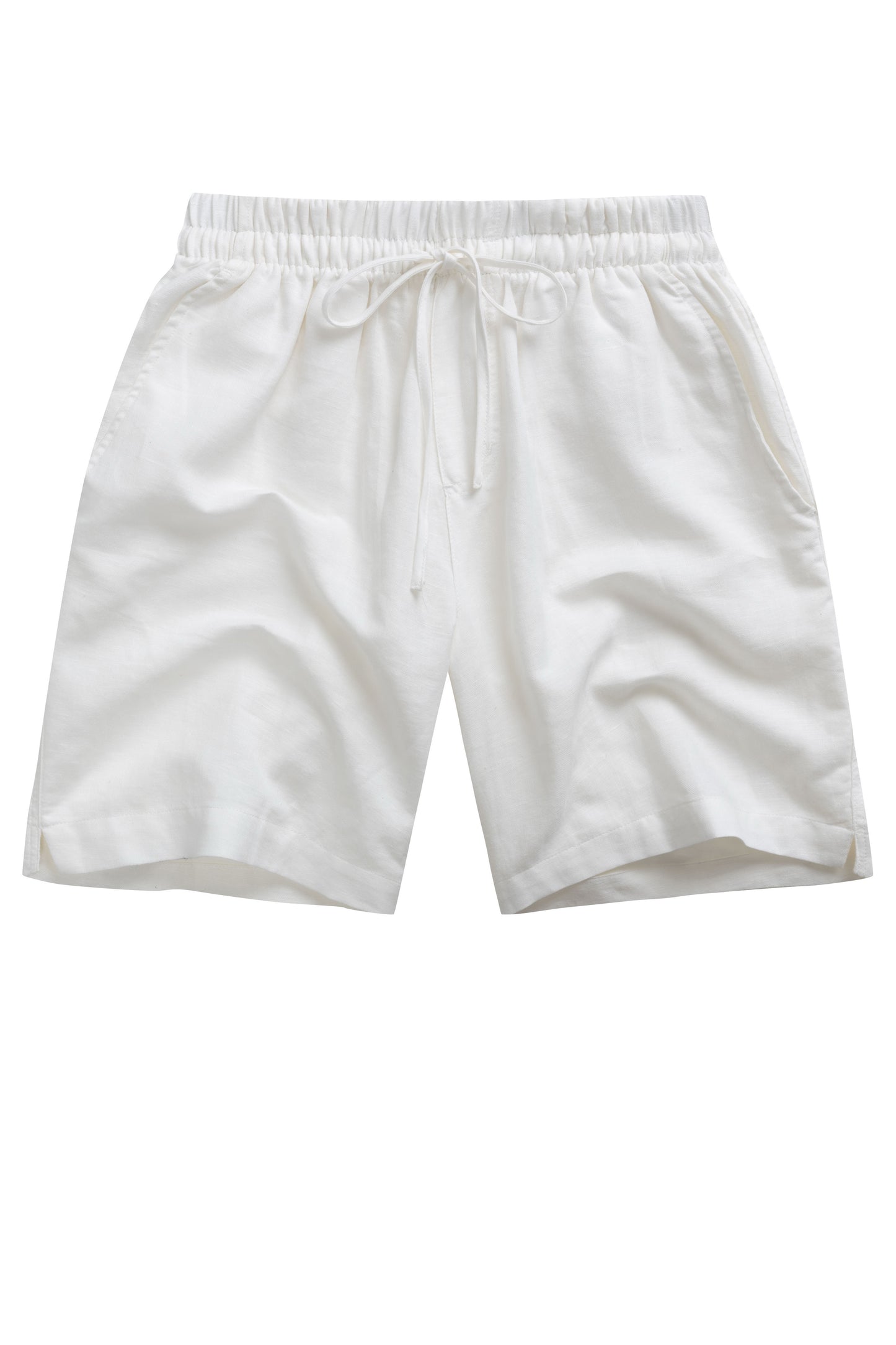 Krasiv Men's Linen Shorts Elastic Waist Drawstrings Summer Beach 100% Linen