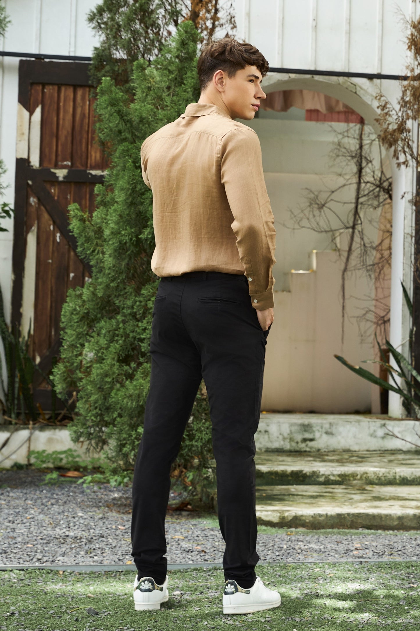 Krasiv Men's Linen Shirt Long Sleeve Summer Beach 100% Linen