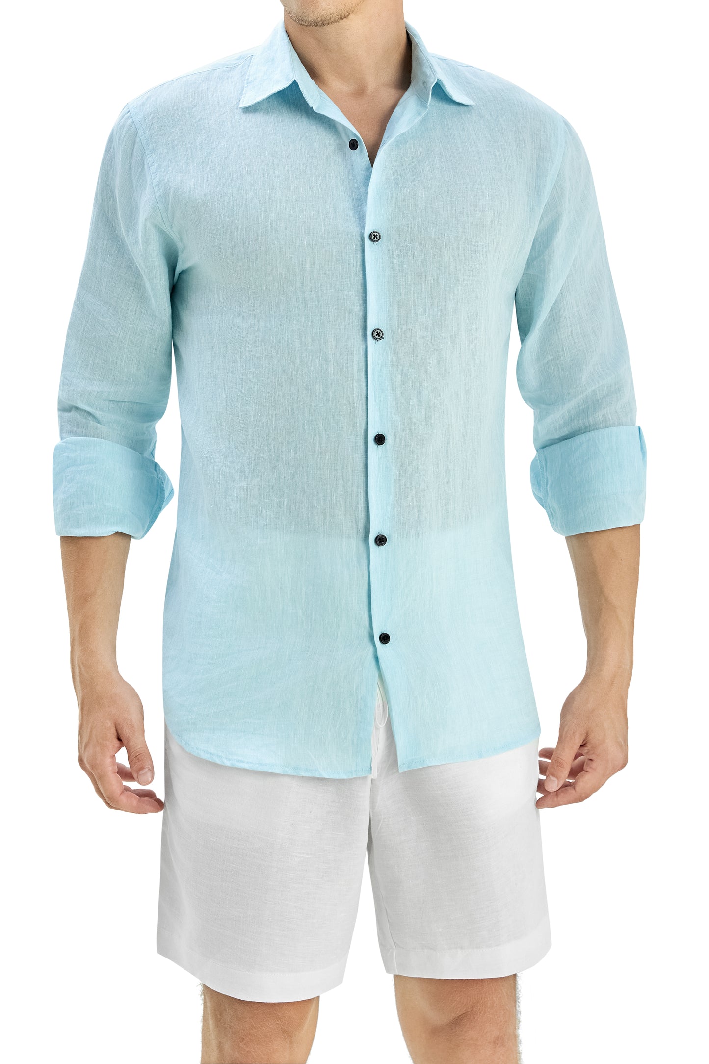 Krasiv Men's Linen Shirt Long Sleeve Summer Beach 100% Linen