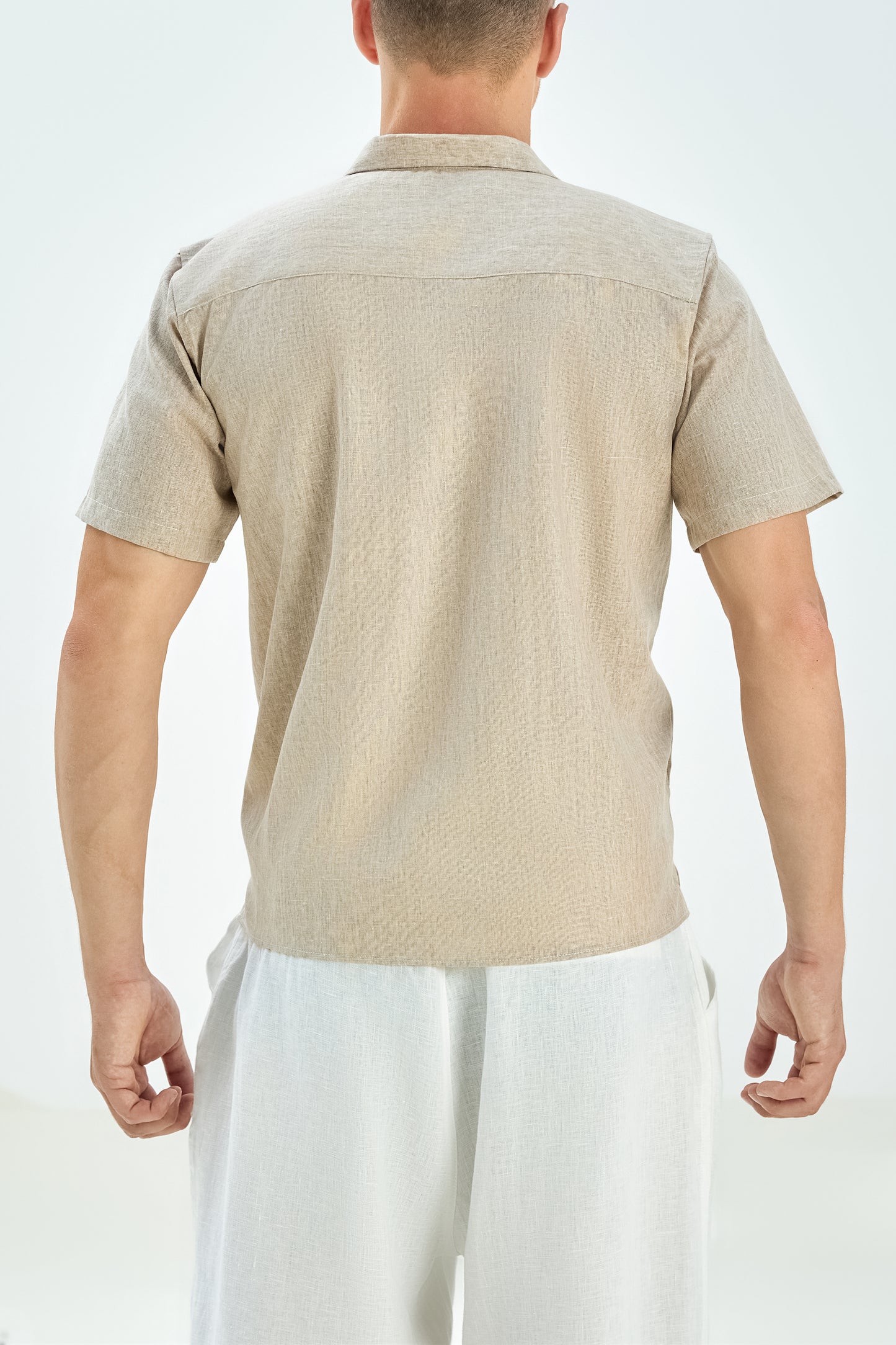 Krasiv Men's Short Sleeve Linen Shirt Casual Summer Beach 100% Linen