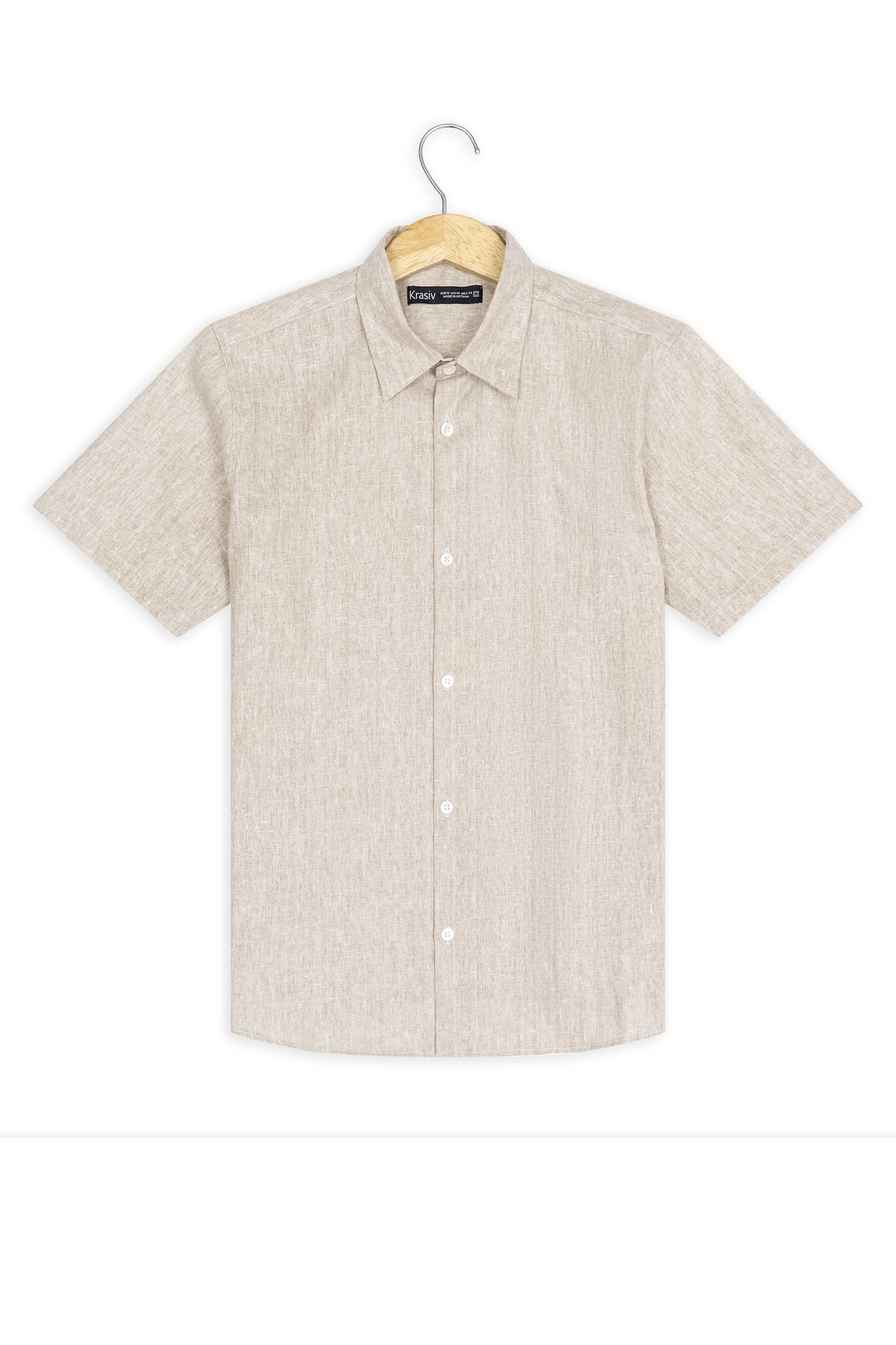 Krasiv Men's Short Sleeve Linen Shirt Casual Summer Beach 100% Linen