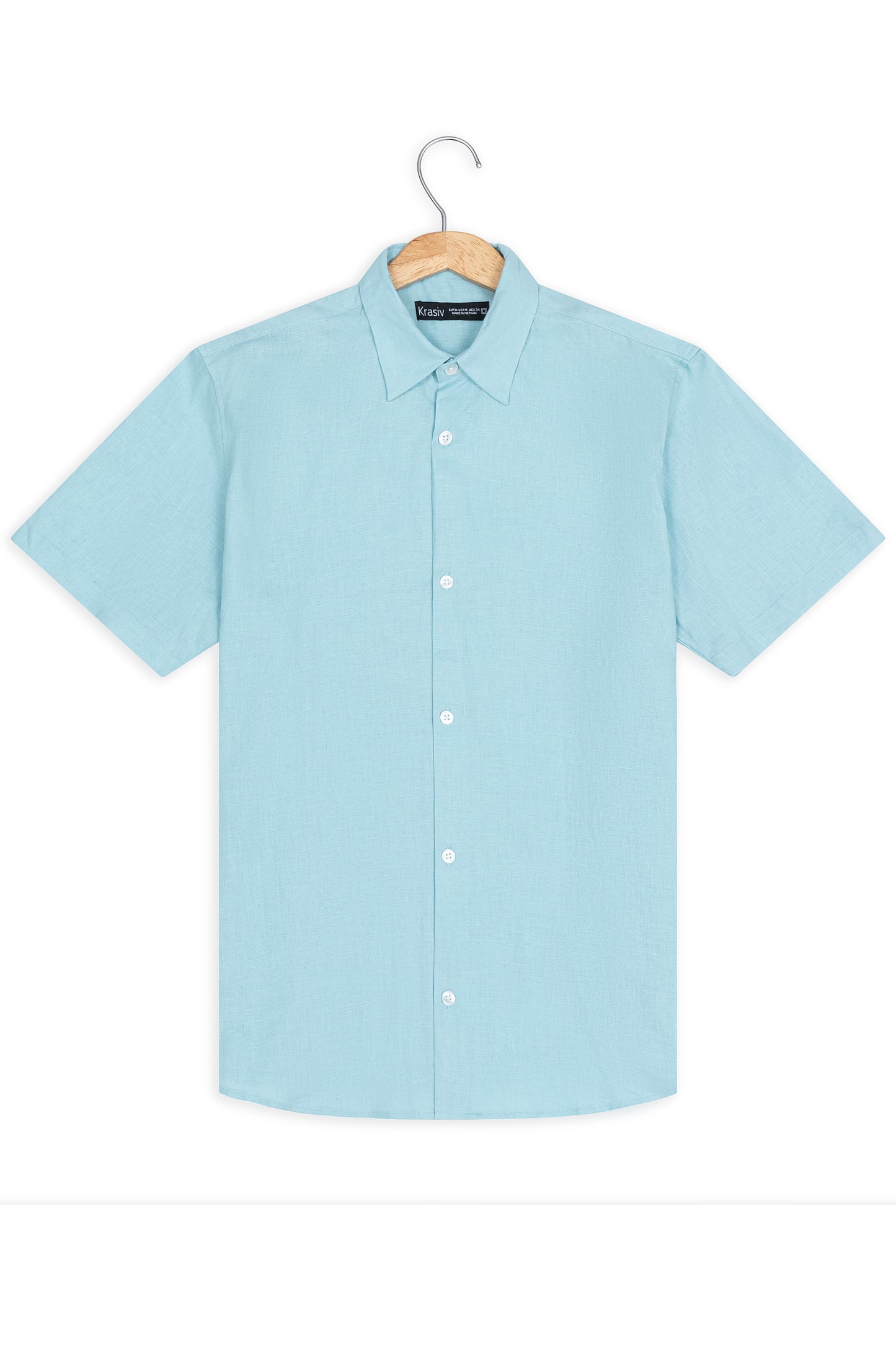 Krasiv Men's Short Sleeve Linen Shirt Casual Summer Beach 100% Linen