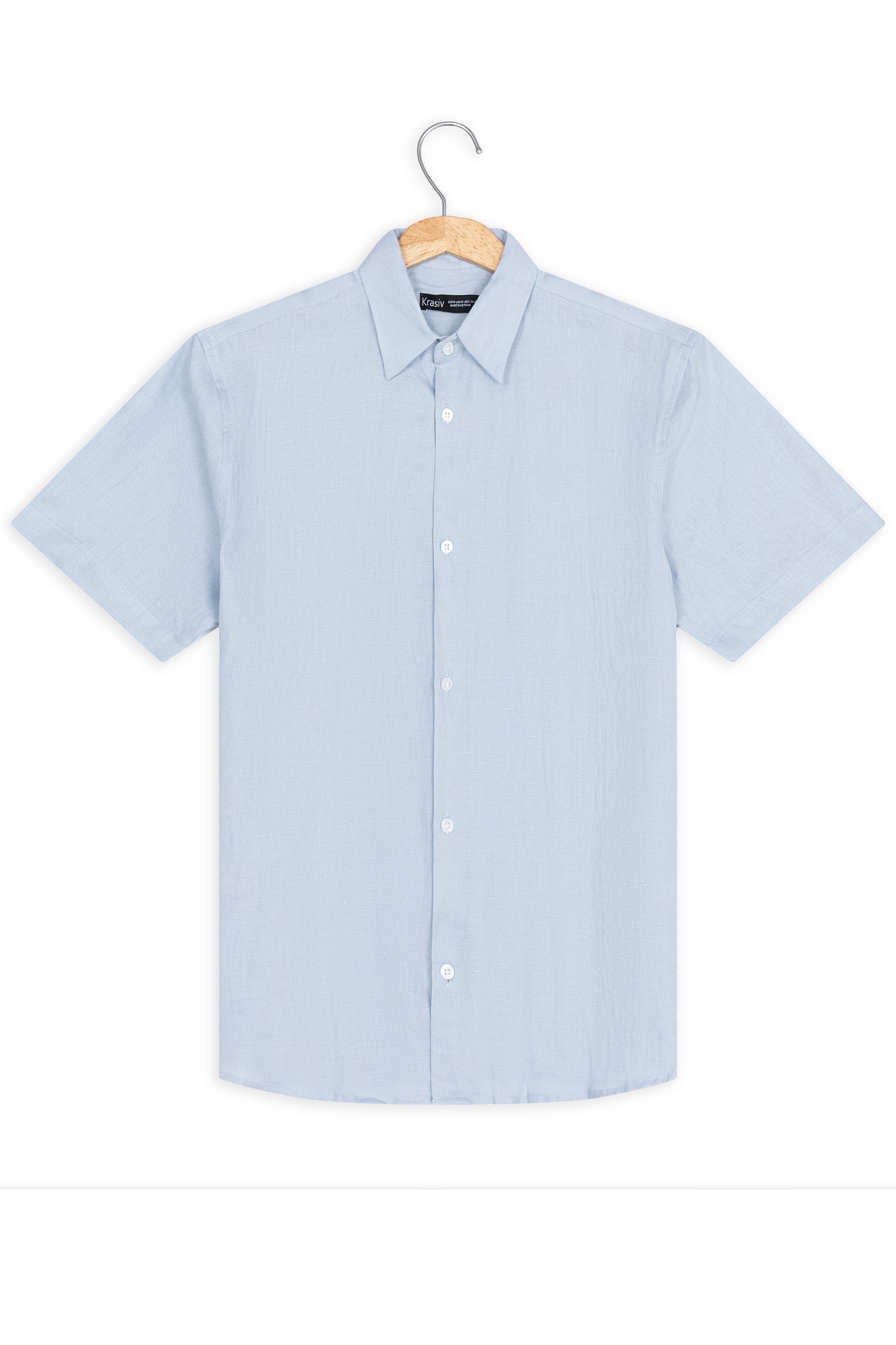 Krasiv Men's Short Sleeve Linen Shirt Casual Summer Beach 100% Linen