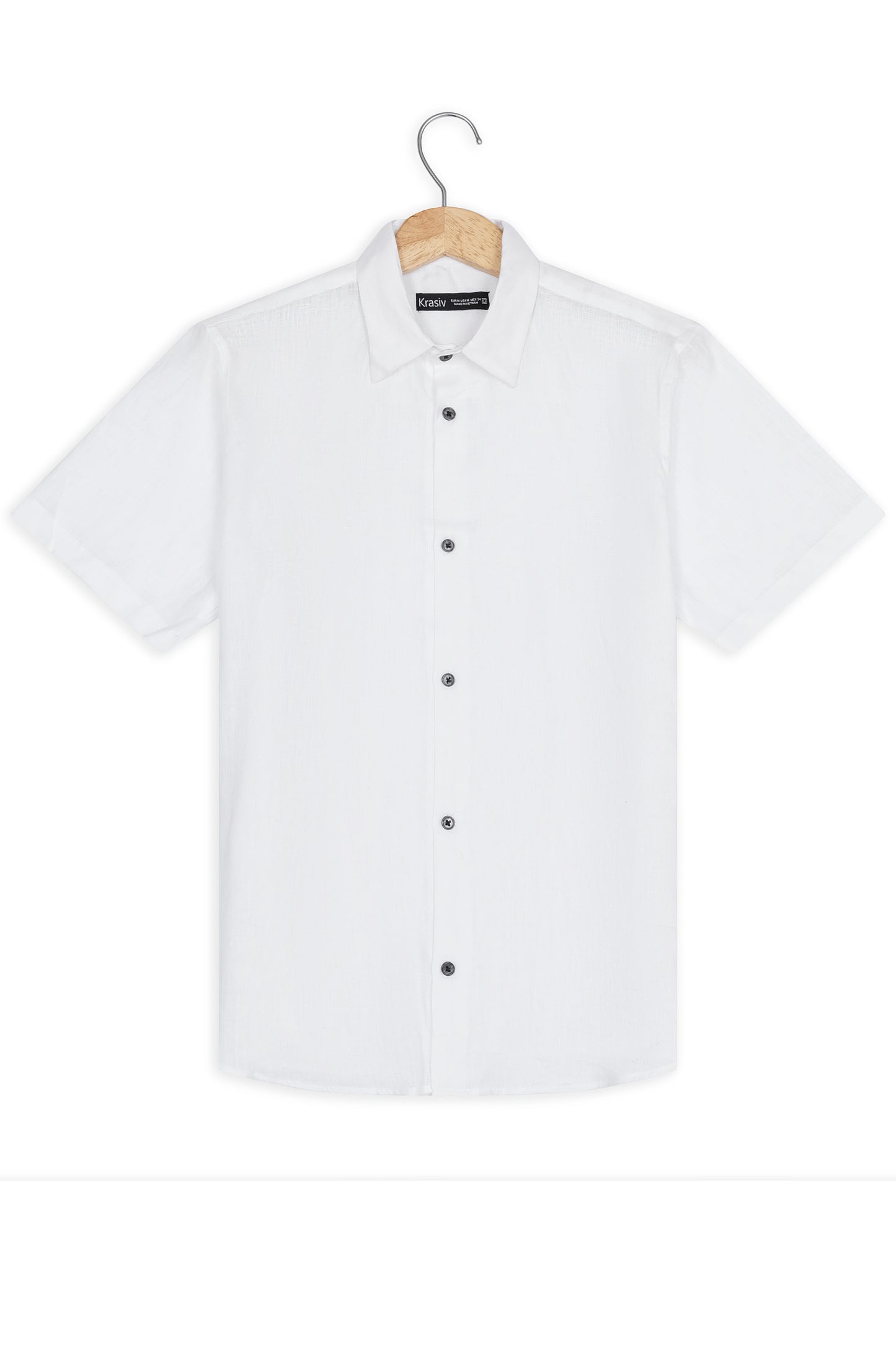 Krasiv Men's Short Sleeve Linen Shirt Casual Summer Beach 100% Linen