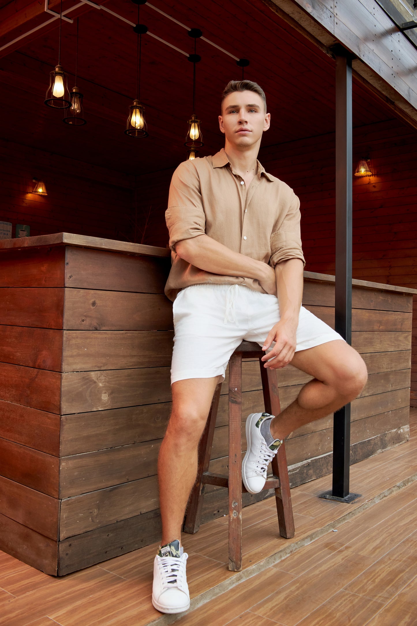 Krasiv Men's Linen Shirt Long Sleeve Summer Beach 100% Linen